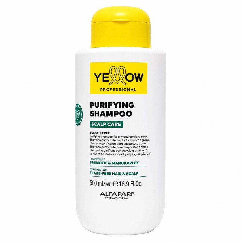 SHAMPOO PURIFICANTE SCALP CARE SIN SULFATOS, ANTICASPA Y CONTROL DE GRASA YELLOW PROFESSIONAL  500ML 1 UND