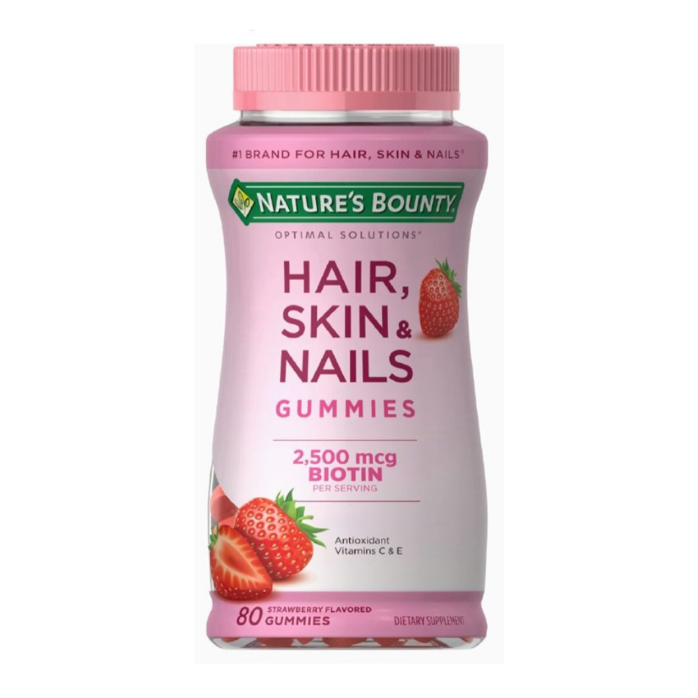 GOMITAS PARA EL CABELLO PIEL Y UÑAS 2500MCG DE BIOTINA 80UND NATURES BOUNTY