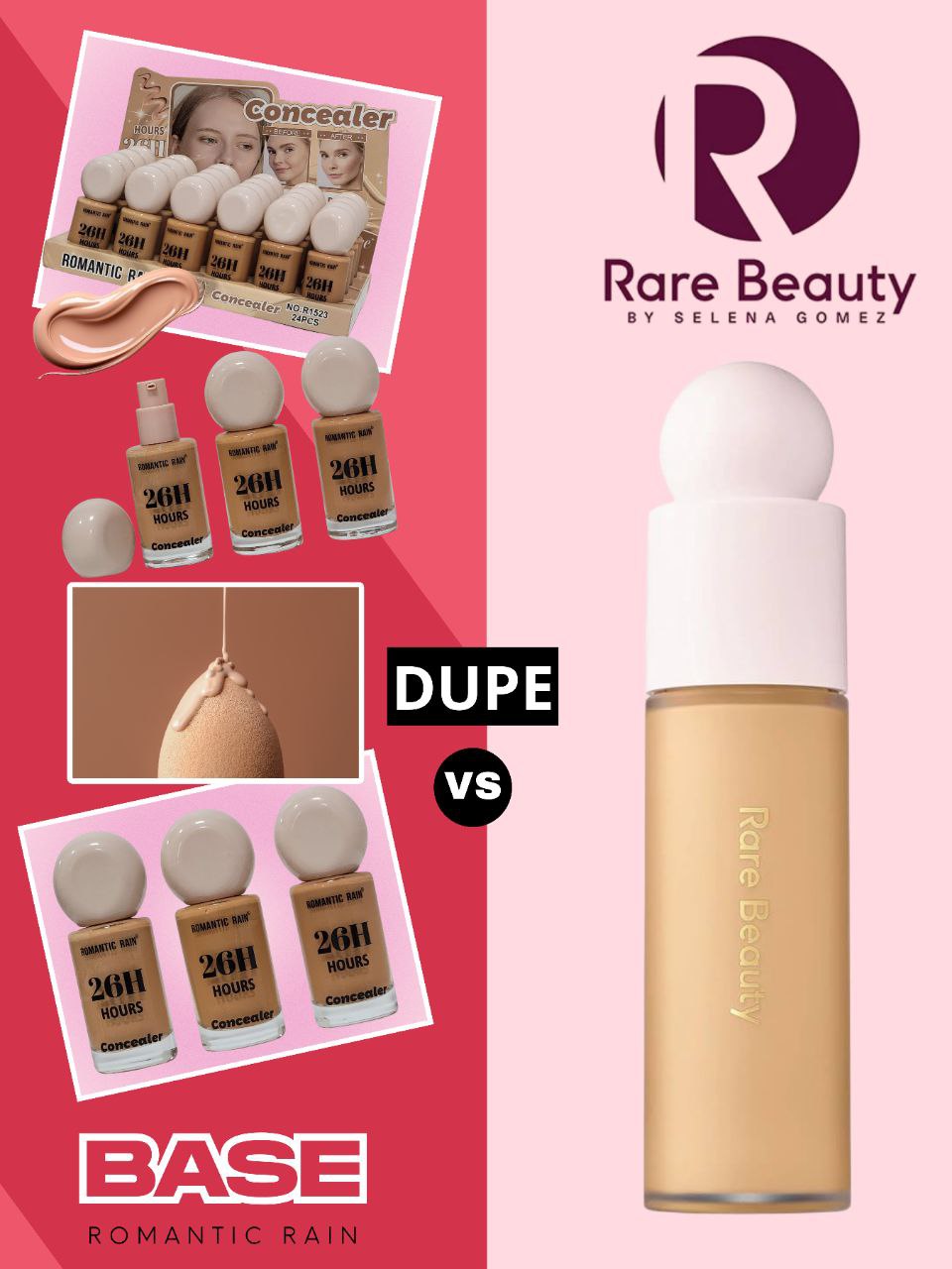 CORRECTOR DE OJERAS ROMANTIC RAIN (DUPE RARE BEAUTY BY SELENA GOMEZ) DUPE JUDYDOLL MAQUILLAJE LIQUIDO DE LARGA DURACION 26H, COBERTURA TOTAL ANTI ENVEJECIMIENTO, RESISTENTE AL AGUA 3 TONOS