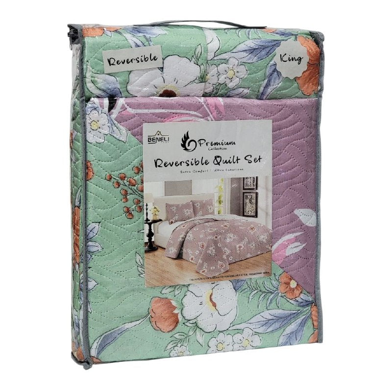 JUEGO DE SABANAS CAMERA TIPO EDREDON REVERSIBLE DE 3PCS KING BENELI HOME