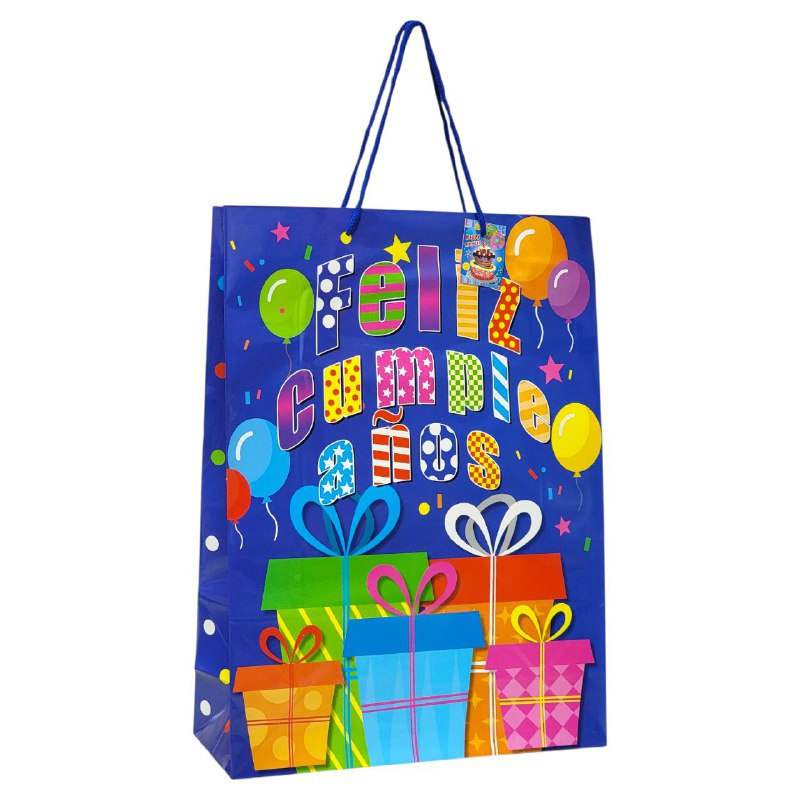 BOLSA DE REGALO DE FELIZ CUMPLEAÑOS GRANDE 30X12X41.5CM