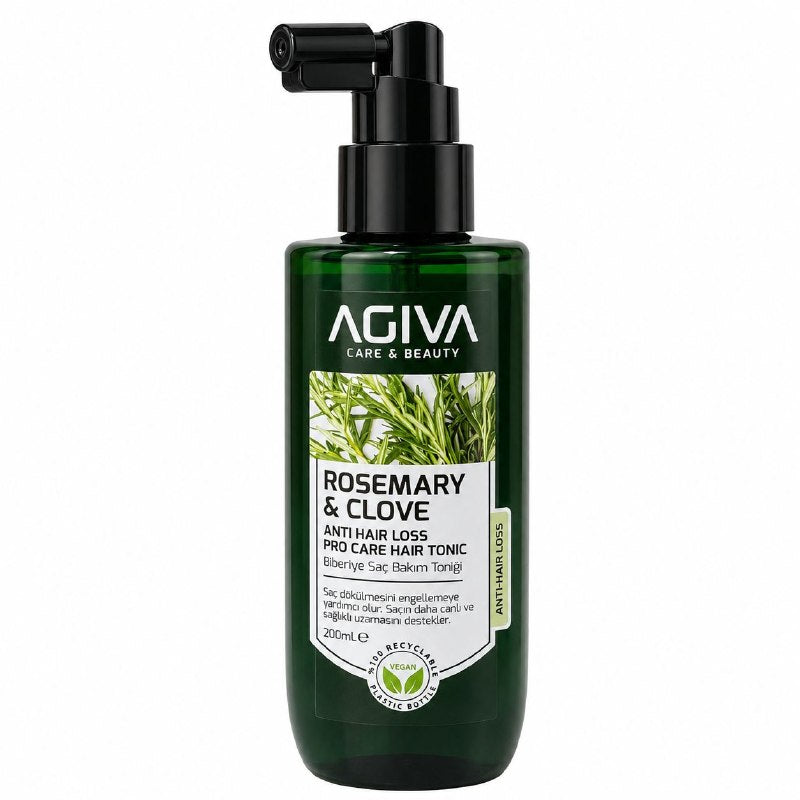 TONICO CAPILAR FORTALECEDOR Y ESTIMULANTE DE EXTRACTO DE ROMERO Y CLAVO DE OLOR AGIVA 200ML
