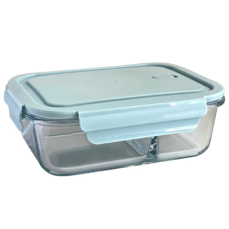 RECIPIENTE PANA DE VIDRIO DE 2 DIVISIONES PARA ALMACENAR ALIMENTOS RED CHERRY 20X15X7CM