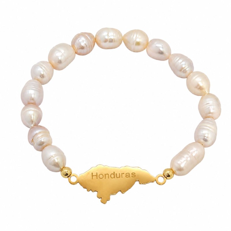 PULSERA DE ENCHAPE ELASTICA PARA DAMA CON DISEÑO DE HONDURAS