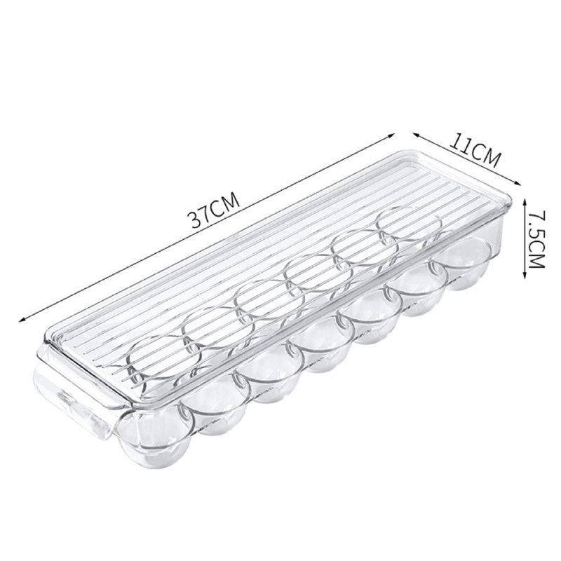ORGANIZADOR DE HUEVOS TRANSPARENTE HUEVERA PARA 14 HUEVOS 37X11X7.5CM