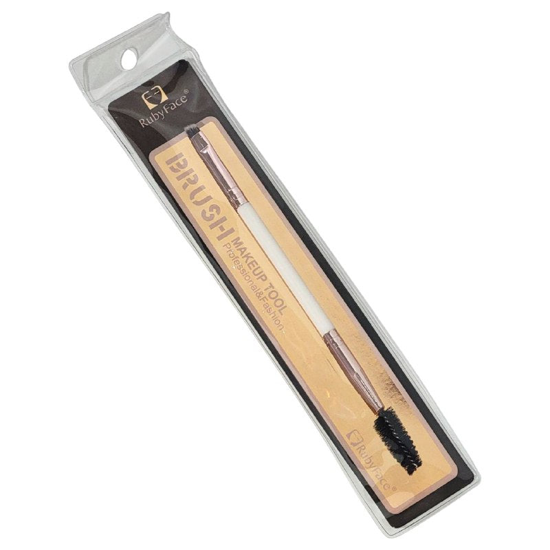 BROCHA DE MAQUILLAJE 2 EN 1 CON CEPILLO PARA PEINAR CEJAS Y PESTAÑAS RUBY FACE