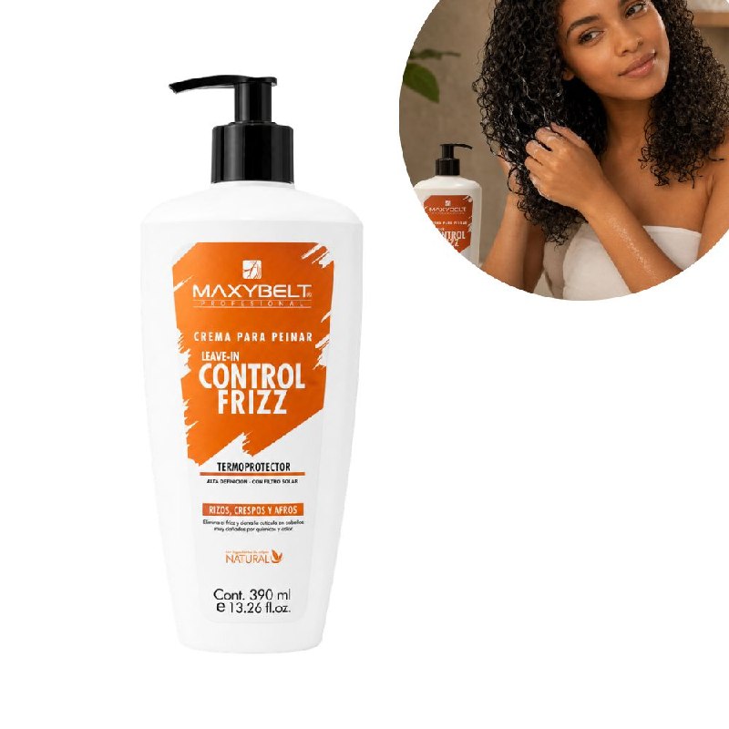 CREMA PARA PEINAR SIN ENJUAGUE PARA CABELLO RIZADO, CRESPO Y AFRO MAXYBELT 390ML