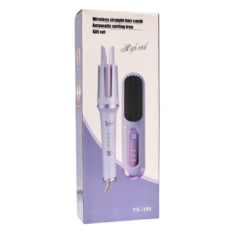 RIIZADORA ENCOLOCHADORA AUTOMATICA EN SET CON PEINE ALISADOR INALAMBRICO WIRELESS