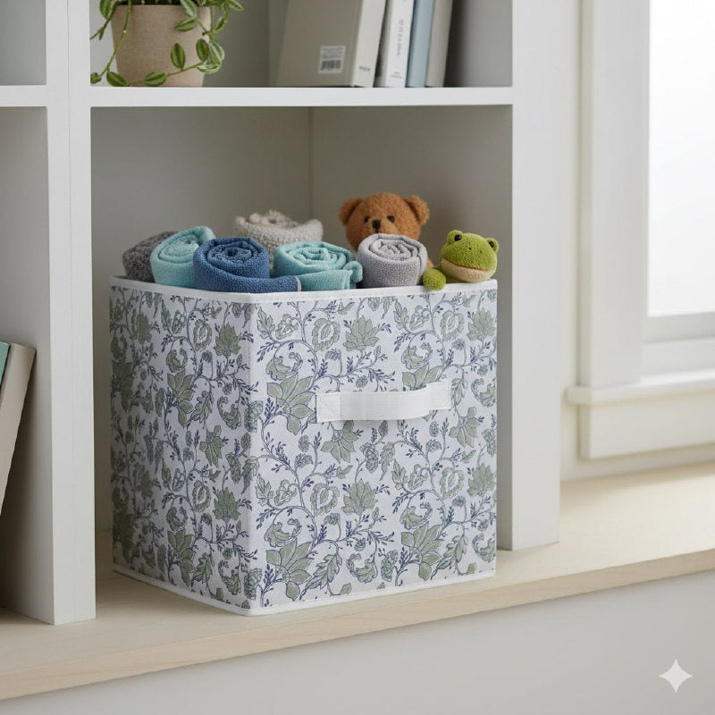 ORGANIZADOR CAJA DE ALMACENAMIENTO PLEGABLE DE TELA CON ASA CLOSET ESSENTIALS 27.9X26.7X26.7CM