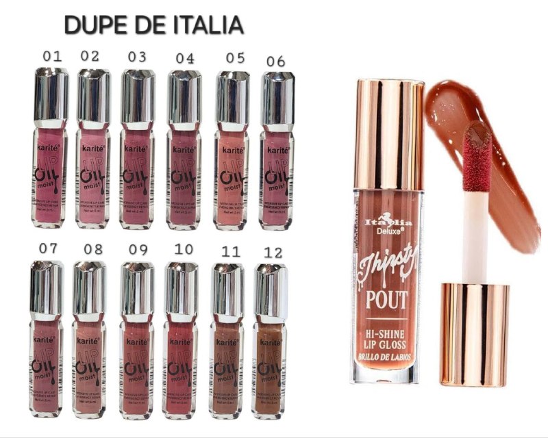 ACEITE LABIAL HIDRATANTE 12 TONOS KARITE 5ML (DUPE DE ITALIA)