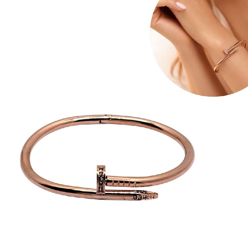 PULSERA DE ENCHAPE PARA DAMA CON DISEÑO DE CLAVO CARTIER 6.5CM