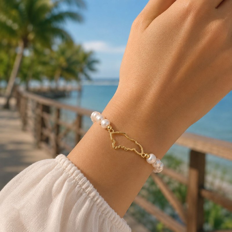 PULSERA DE ENCHAPE ELASTICA PARA DAMA CON DISEÑO DE HONDURAS