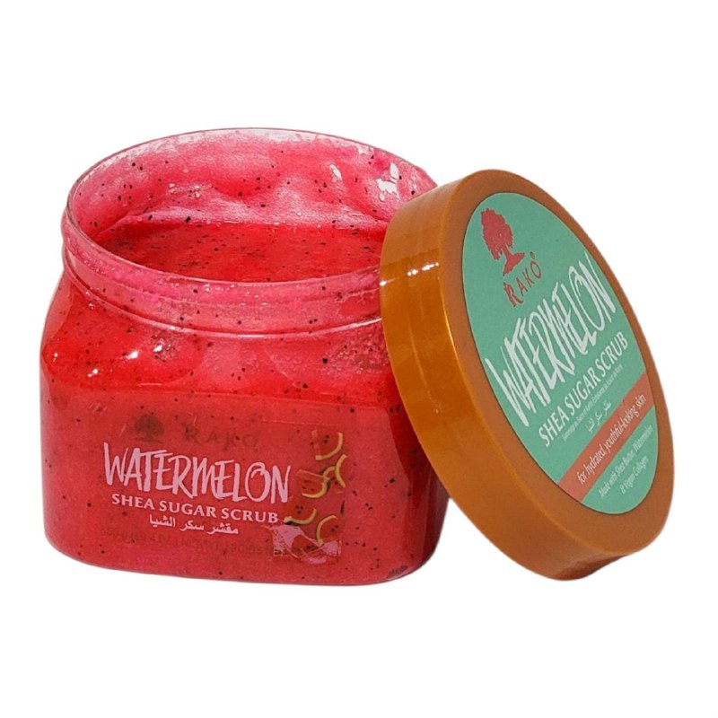 EXFOLIANTE CORPORAL HIDRATANTE CON EXTRACTO DE SANDIA Y MANTECA DE KARITE RAKO 550G