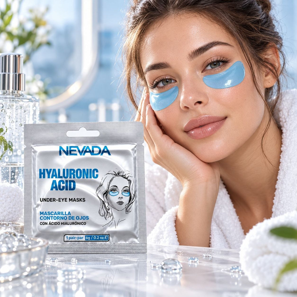 PARCHES DE OJOS HIDRATANTES CON ACIDO HIALURONICO Y EXTRACTO DE ALGAS MARINAS NEVADA 6G