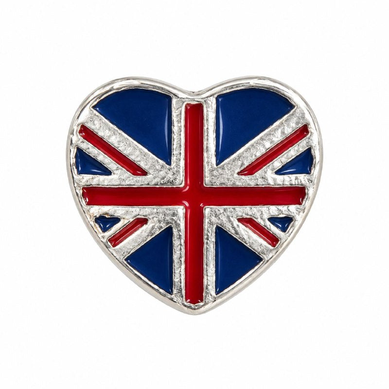CHARM DE PLATA 9.25 CON DISEÑO DE BANDERA DE INGLATERRA EN FORMA DE CORAZON MEDIDA: 1CM PESO: 2.7G