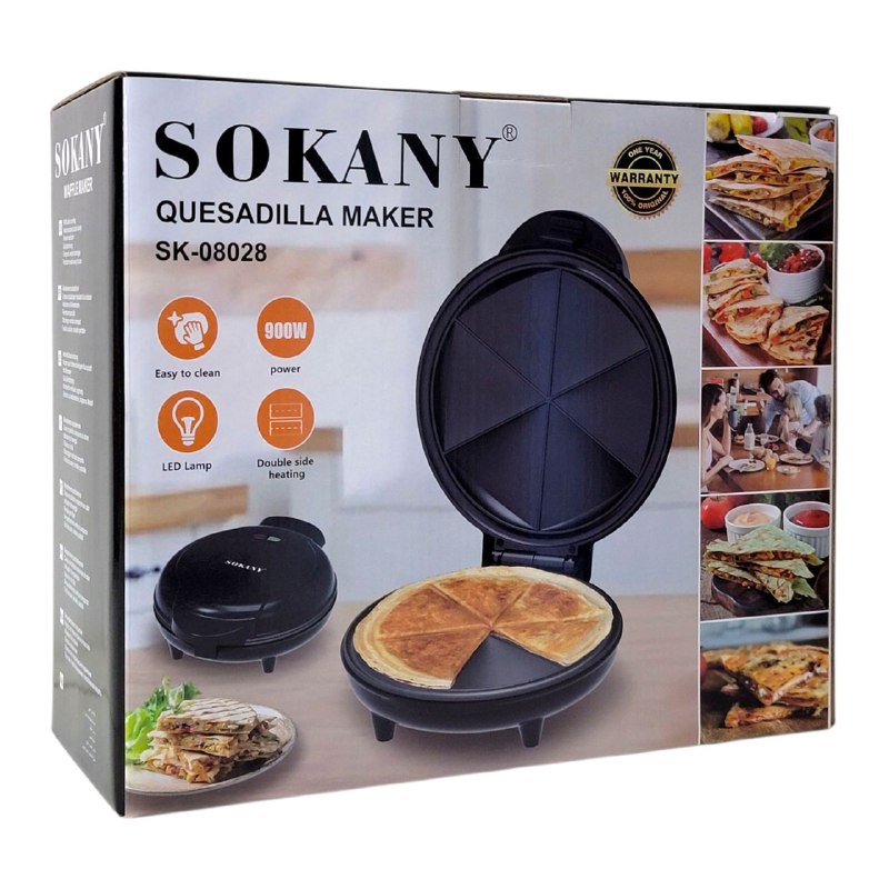MAQUINA FABRICANTE DE QUESADILLAS 900W, DOBLE CARA SK-08028 SOKANY