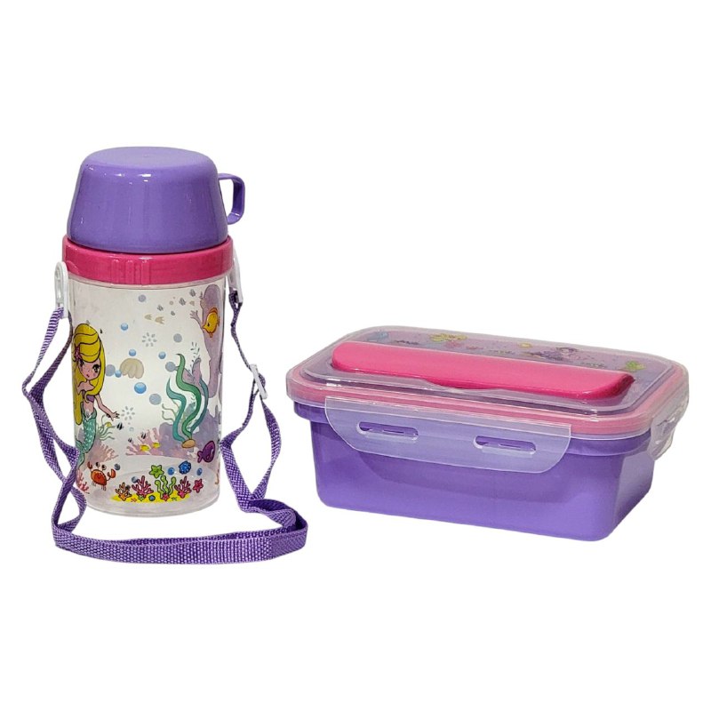 LONCHERA EN KIT CON SEPARADOR, CUBIERTOS Y BOTE, VARIOS ESTILOS