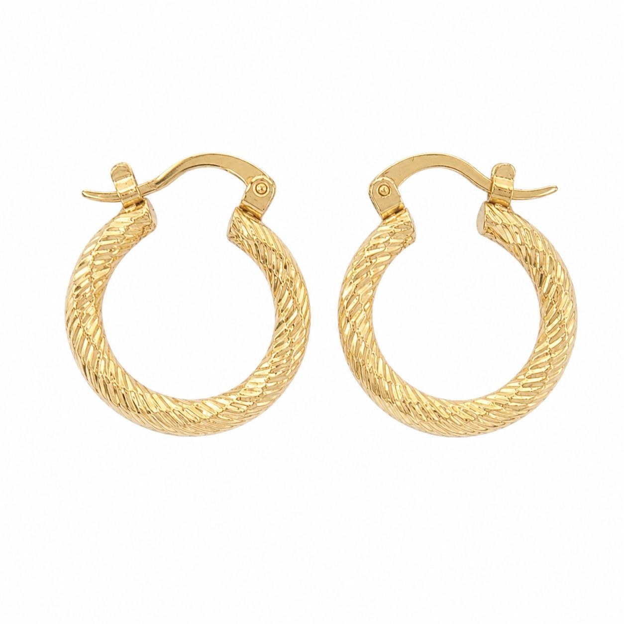 ARGOLLAS DE ENCHAPE PARA DAMA TEXTURIZADAS TIPO TRENZA DIAMANTADA 1.5CM