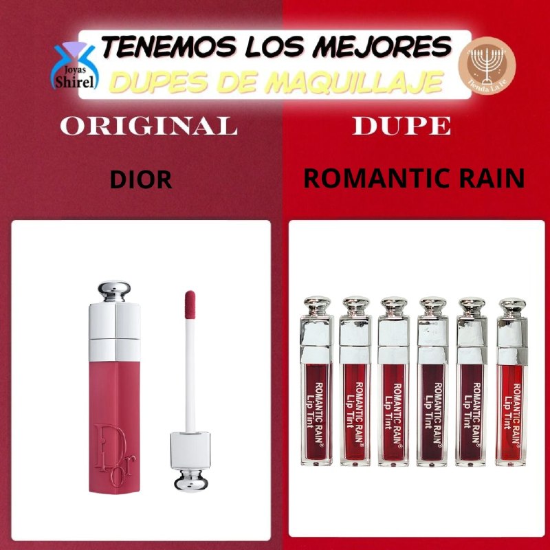 BRILLO LABIAL TINTA DUPE DE DIOR, HIDRATANTE DE COLOR NATURAL DURADERO ROMANTIC RAIN