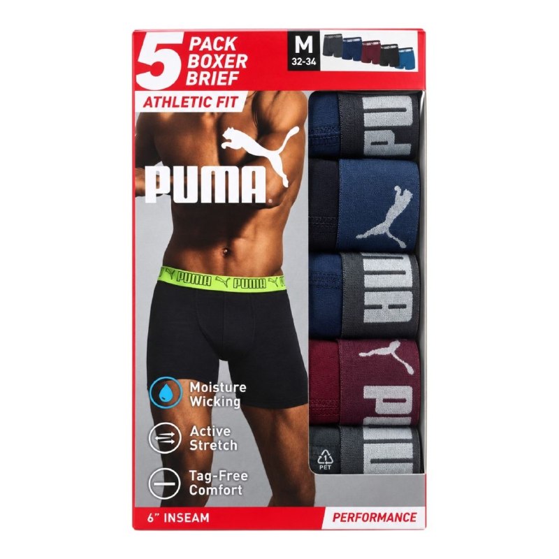 ROPA INTERIOR PARA CABALLERO PUMA BOXER BRIEF 5 UNIDADES TALLA (M) 32-34