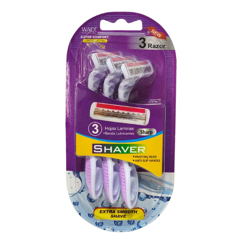 NAVAJAS AFEITADORAS RASURADORA DE TRES CUCHILLAS PRECISAS EXTRA SUAVES PARA MUJER WAO 3UND