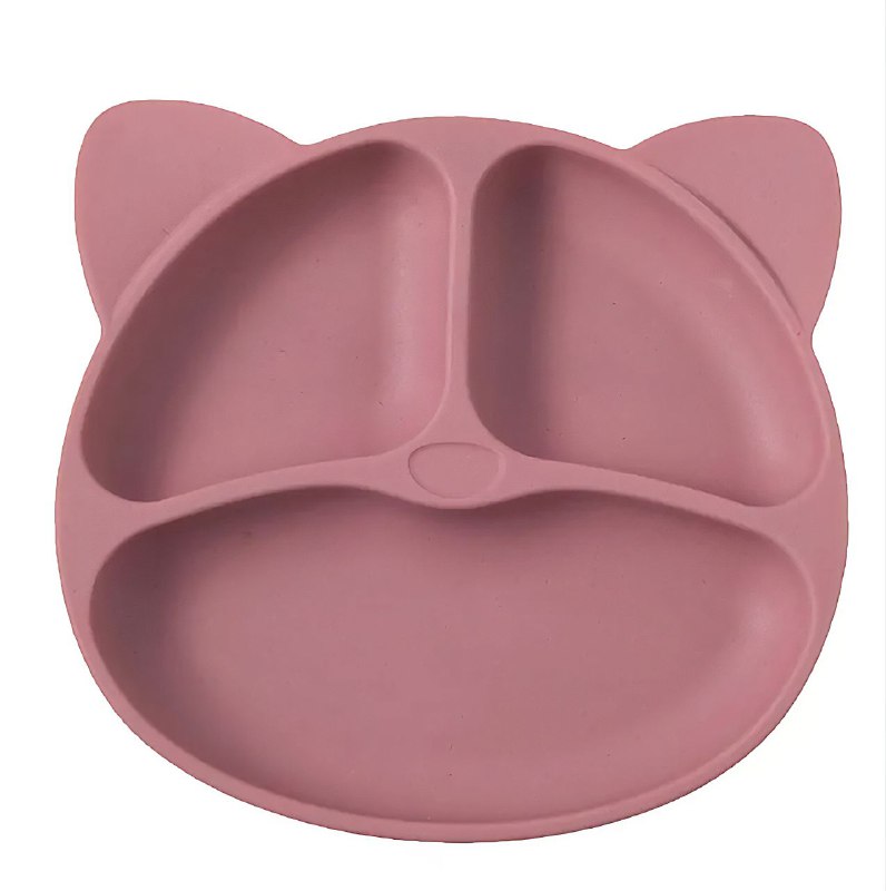 PLATO EN SET INFANTIL DE 4 DIVISIONES DE GATO PARA BEBES NO TOXICO 4 COLORES