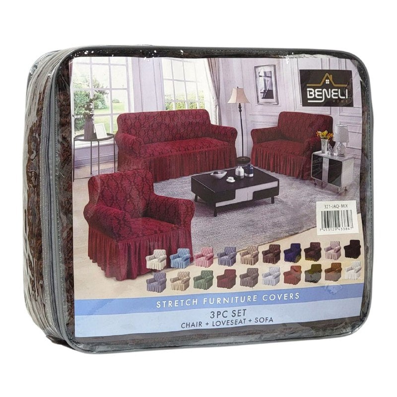 SET DE FORROS ELASTICOS DE MUEBLES, JUEGO DE 3 PIEZAS PARA MUEBLES VARIOS COLORES BENELI HOME