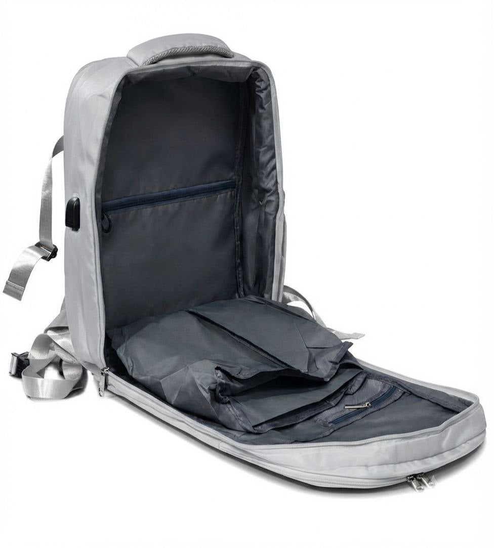 MOCHILA DE VIAJE ECONÓMICA MORRAL INTELIGENTE PARA EQUIPAJE DE MANO CON COMPARTIMENTO PARA LAPTOP Y CALZADO SOFIA ZUL 31X35X20 CM / 3 COLORES