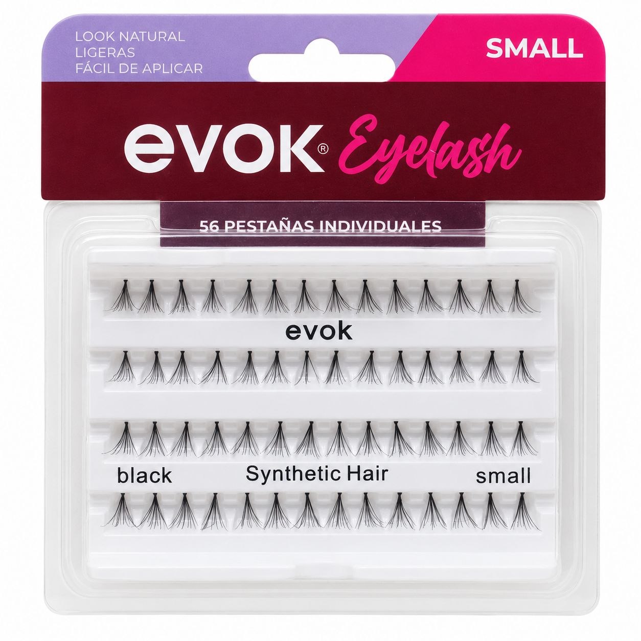 SET DE 56 PESTAÑAS INDIVIDUALES NEGRAS DE CABELLO SINTÉTICO EVOK EYELASHES 1 UND