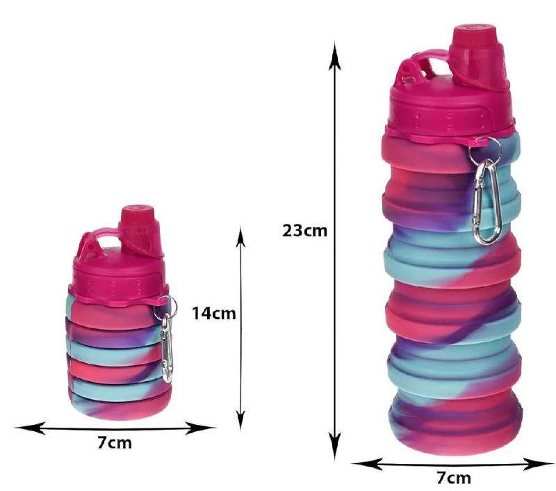 BOTELLA PARA LIQUIDOS FRIOS O CALIENTES DE SILICONA PLEGABLE