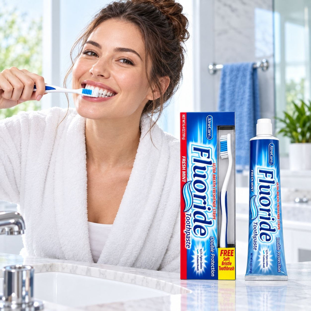CREMA DENTAL CON FLÚOR FRESH MINT Y CEPILLO DENTAL XTRACARE 181G