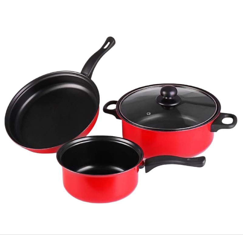 JUEGO DE COCINA DE 4 PIEZAS, CACEROLAS, SARTENES, OLLAS, REVESTIMIENTO ANTIADHERENTE, TAPA DE VIDRIO MUDAN COMFORT COLLECTION