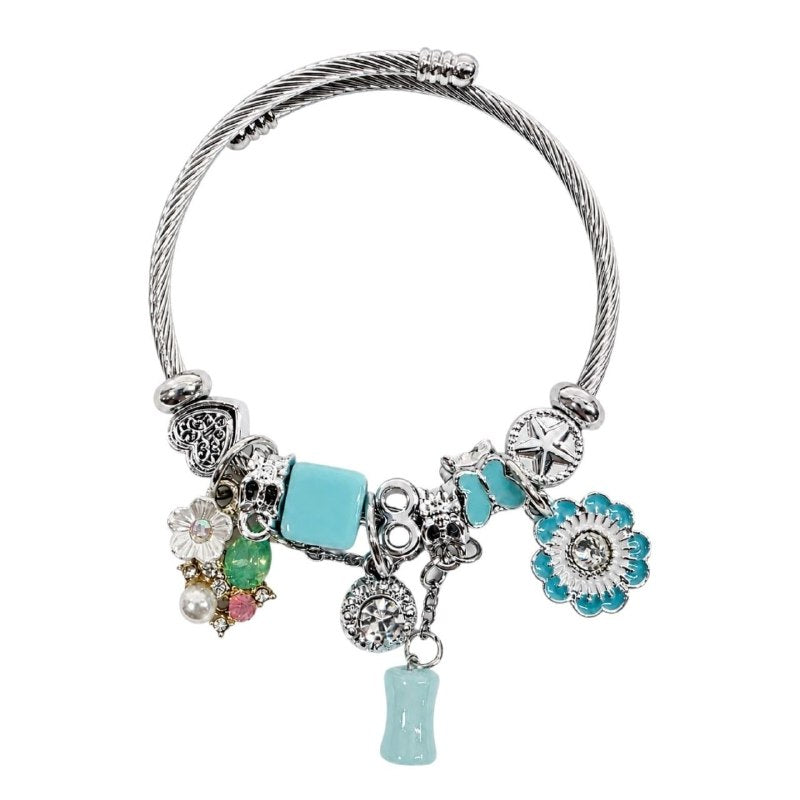 PULSERA DE ENCHAPE PARA DAMA CON DISEÑO DE FLORES  6CM