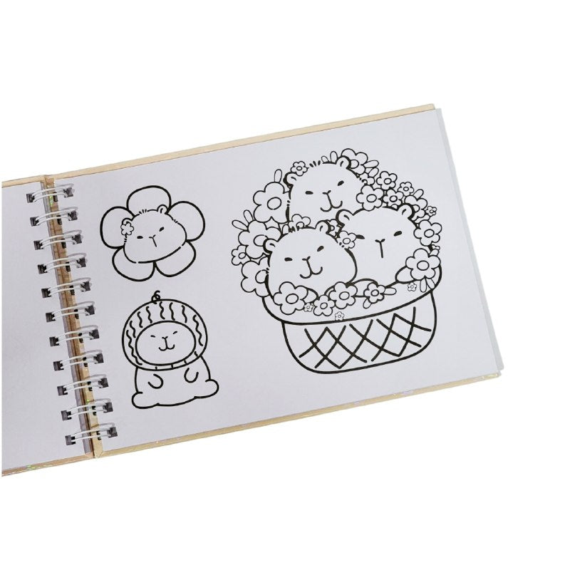 LIBRO PARA COLOREAR DIVERTIDO DE 48 PAGINAS PARA NIÑOS DE CAPIBARA COLORING BOOK 15X22CM