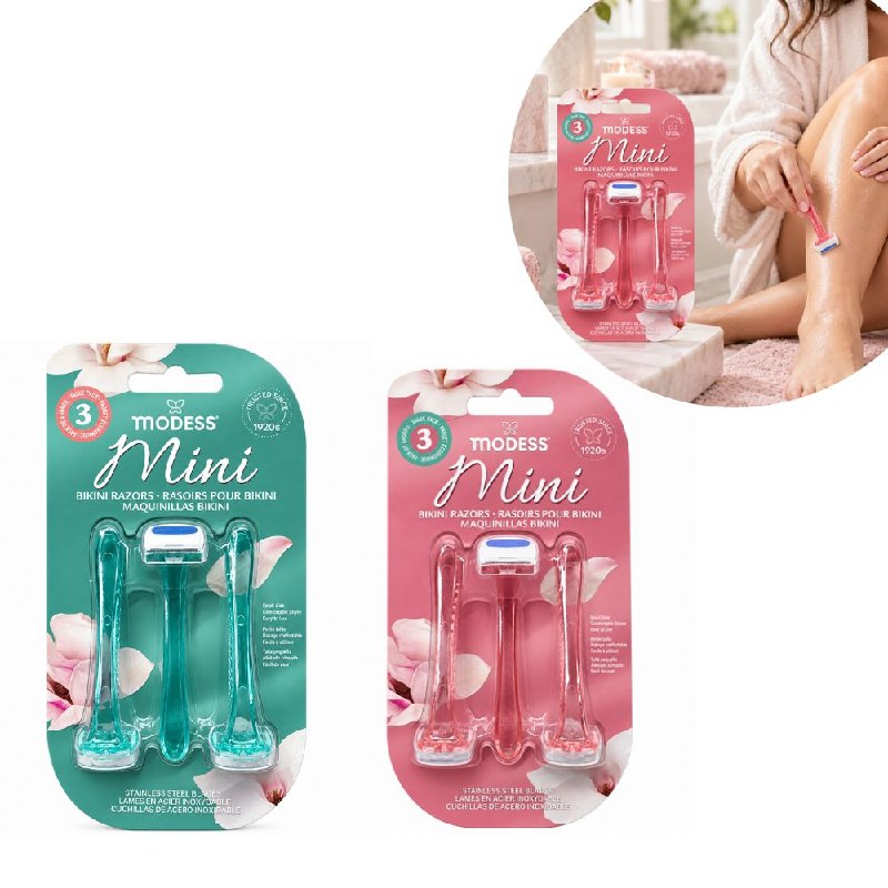SET DE 3 RASURADORAS AFEITADORAS FEMENINAS DE PRECISION DE ACERO INOXIDABLE MODESS