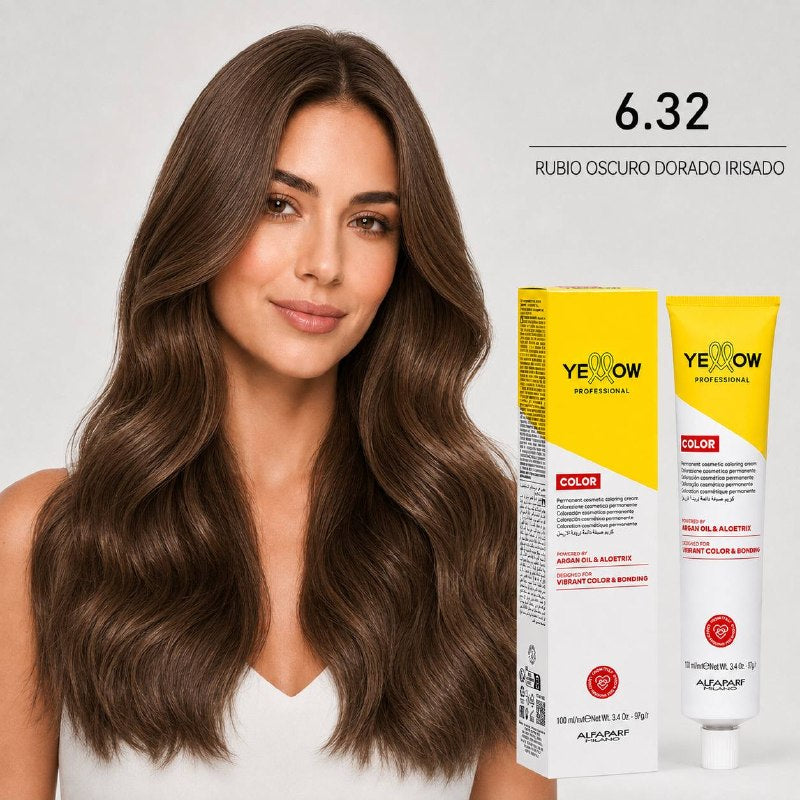TINTE PERMANENTE PARA EL CABELLO CON ACEITE DE ARGAN Y ALOETRIX TONO 6.32 RUBIO OSCURO DORADO IRISADO ALFAPARF 100ML