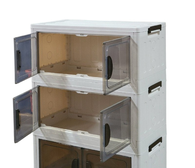 ORGANIZADOR DE ALMACENAMIENTO DE PUERTAS DOBLES CON RUEDAS DE 4 NIVELES 48.5X48X35CM