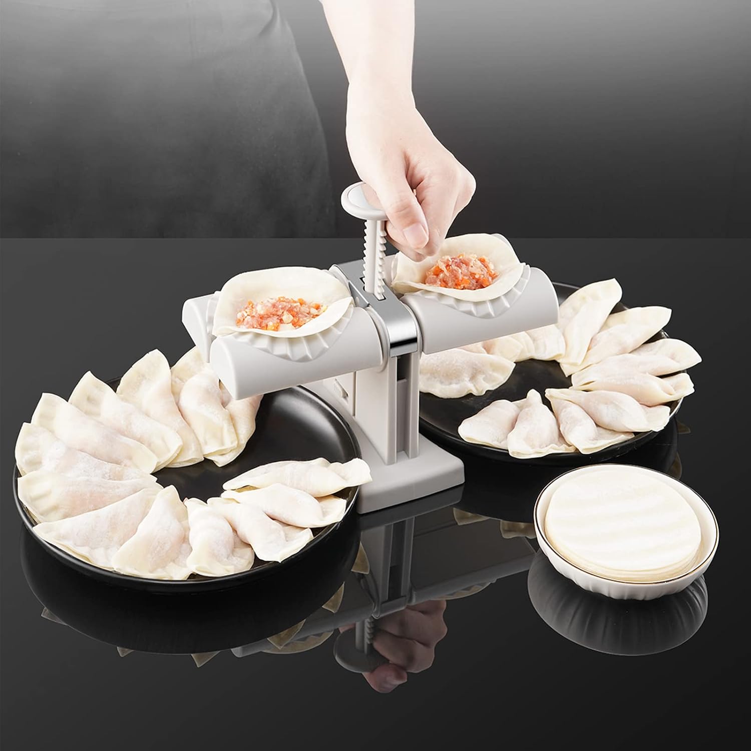 MAQUINA MANUAL PARA HACER DUMPLING Y PASTELITOS RAPIDAMENTE 17X20CM