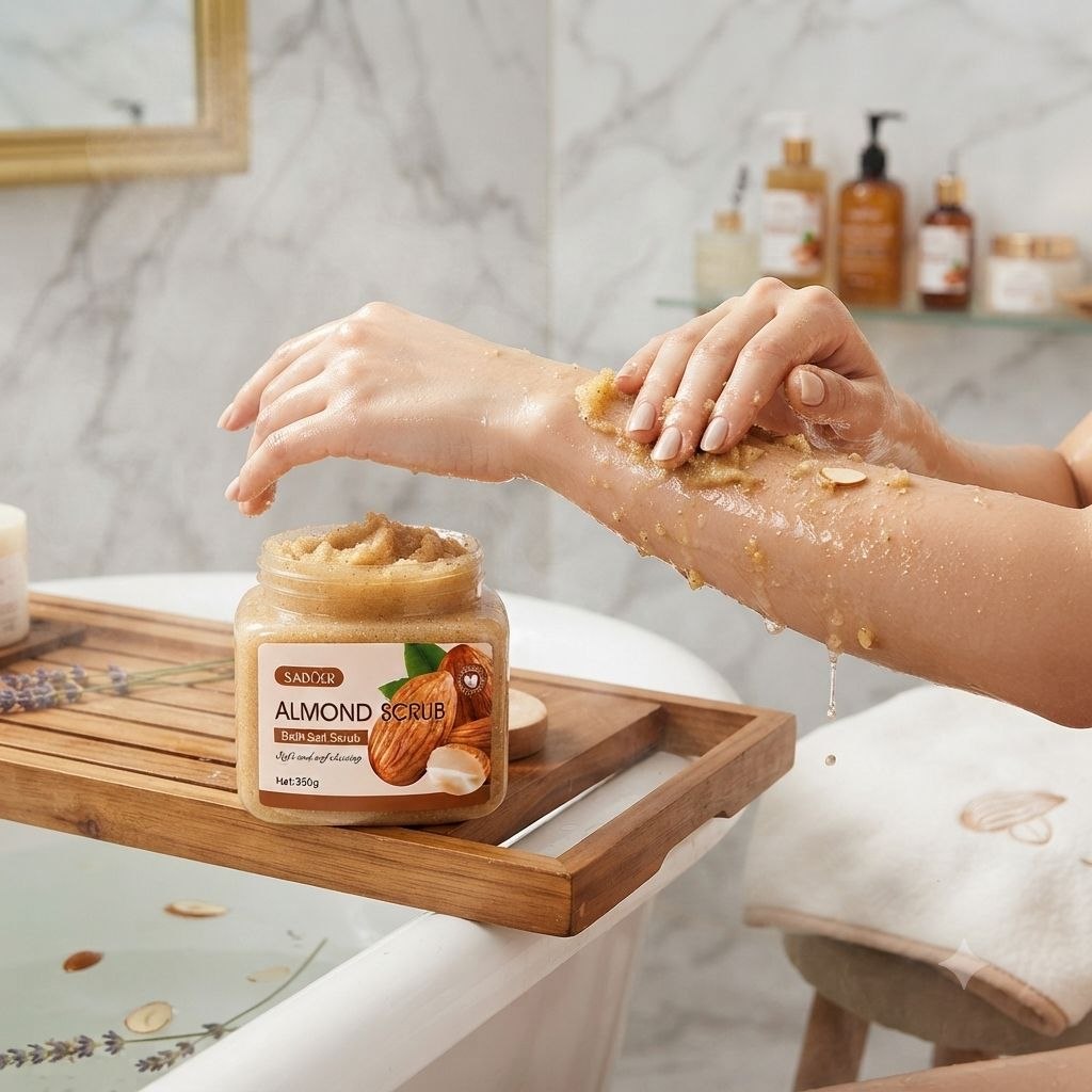 EXFOLIANTE CORPORAL DE SAL DE BAÑO CON EXTRACTO DE ALMENDRA SADOER ALMOND BATH SALT SCRUB 350 G / 12.35 OZ