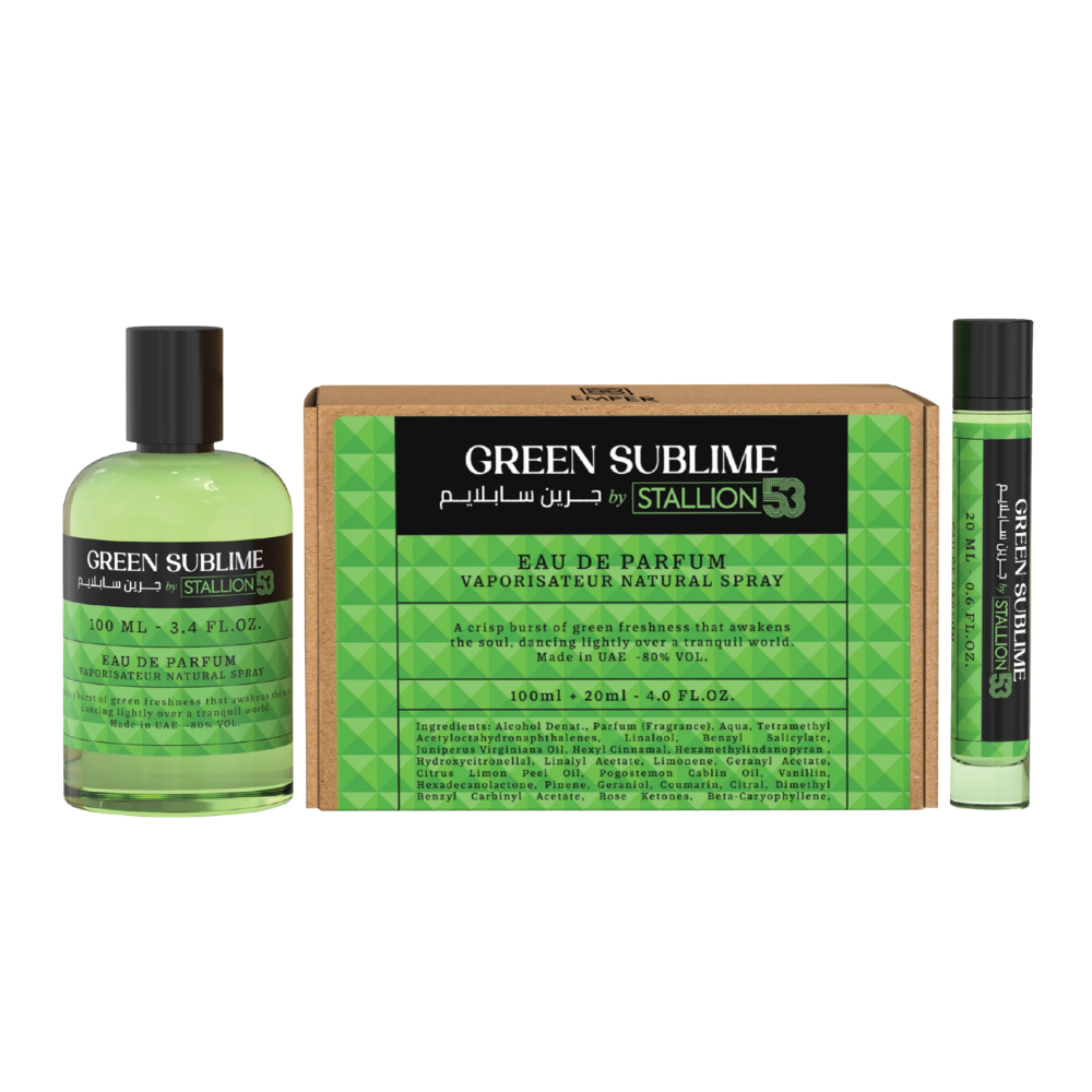 SET EMPER GREEN SUBLIME BY STALLION 53 EDP 100ML EDP 20ML (H) (DUPE VALENTINO UOMO BORN IN ROMA GREEN STRAVAGANZA EDT)