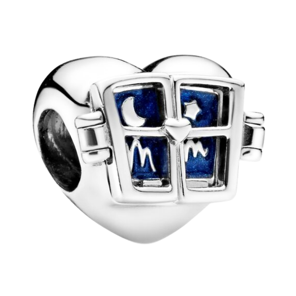 PCHARM1912 CORAZON CON VENTANA FONDO AZUL Y ESTRELLA