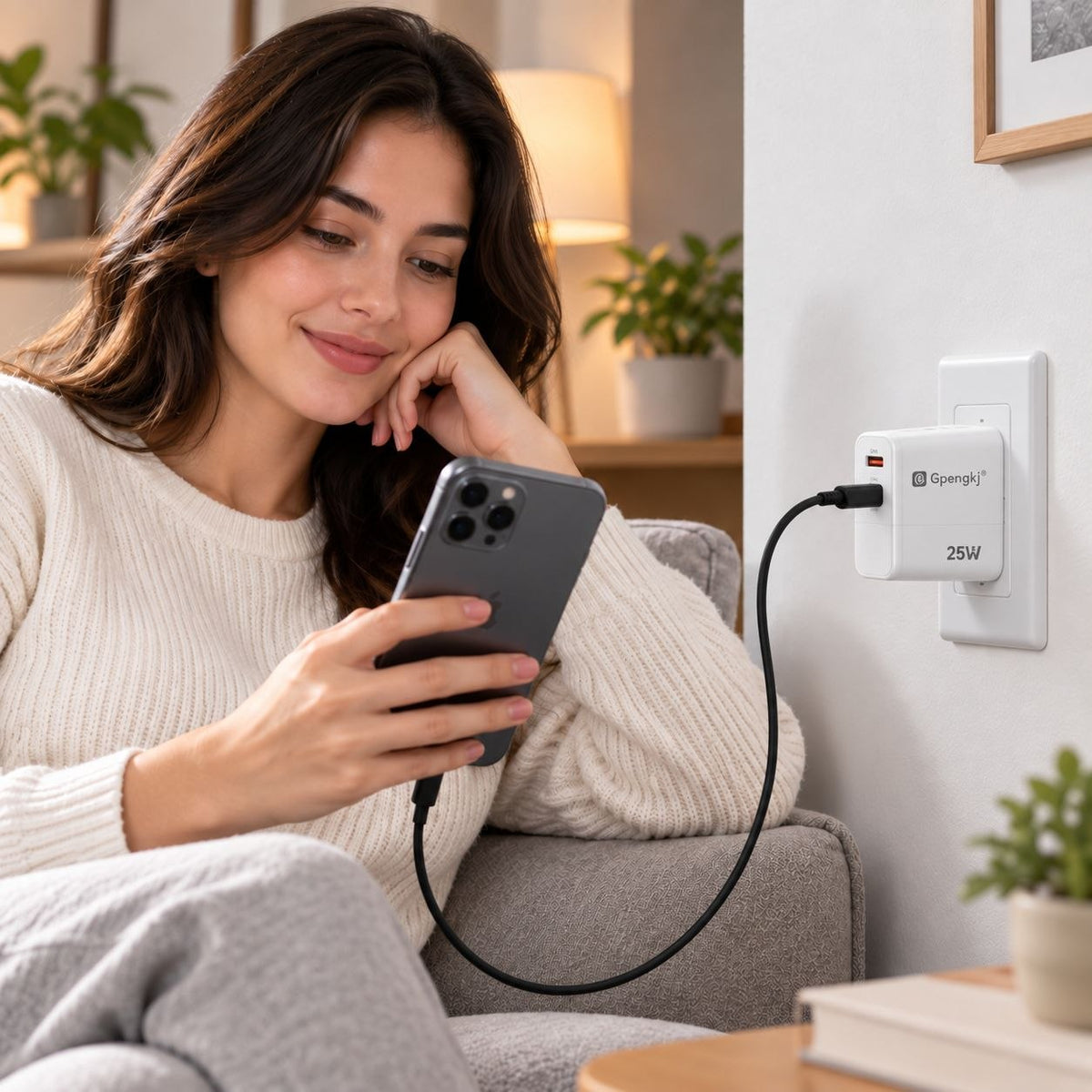 CARGADOR DE PARED DE CARGA RÁPIDA 25W MULTIPUERTO GPENGKJ 6CM