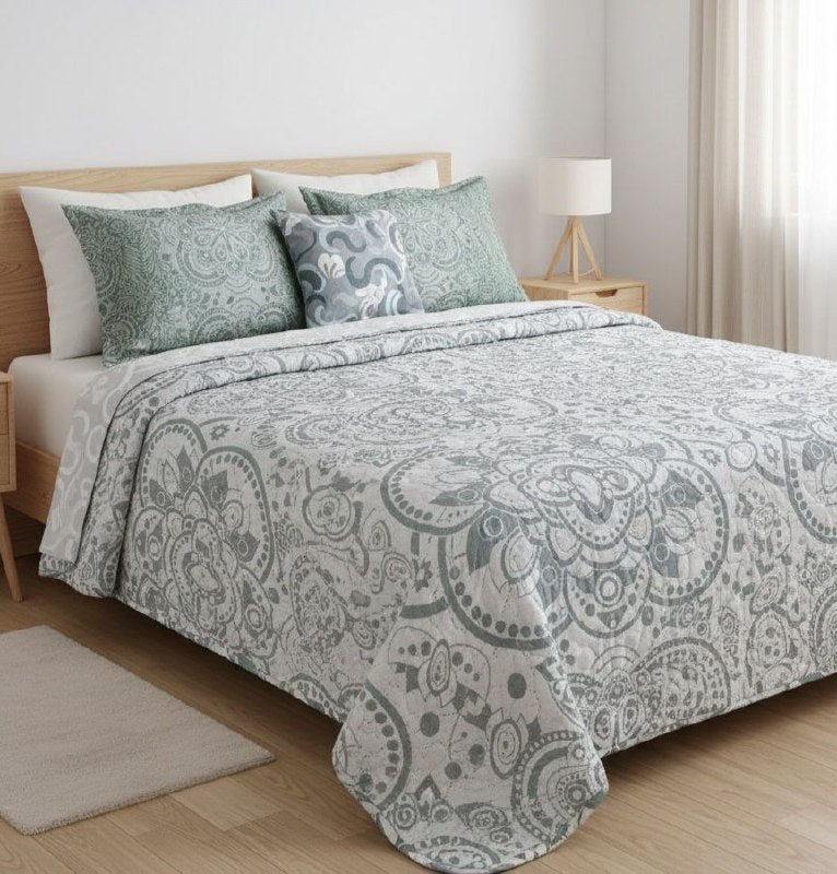 JUEGO DE SABANAS CAMERA EDREDON REVERSIBLE DE 3PCS QUEEN BENELI HOME