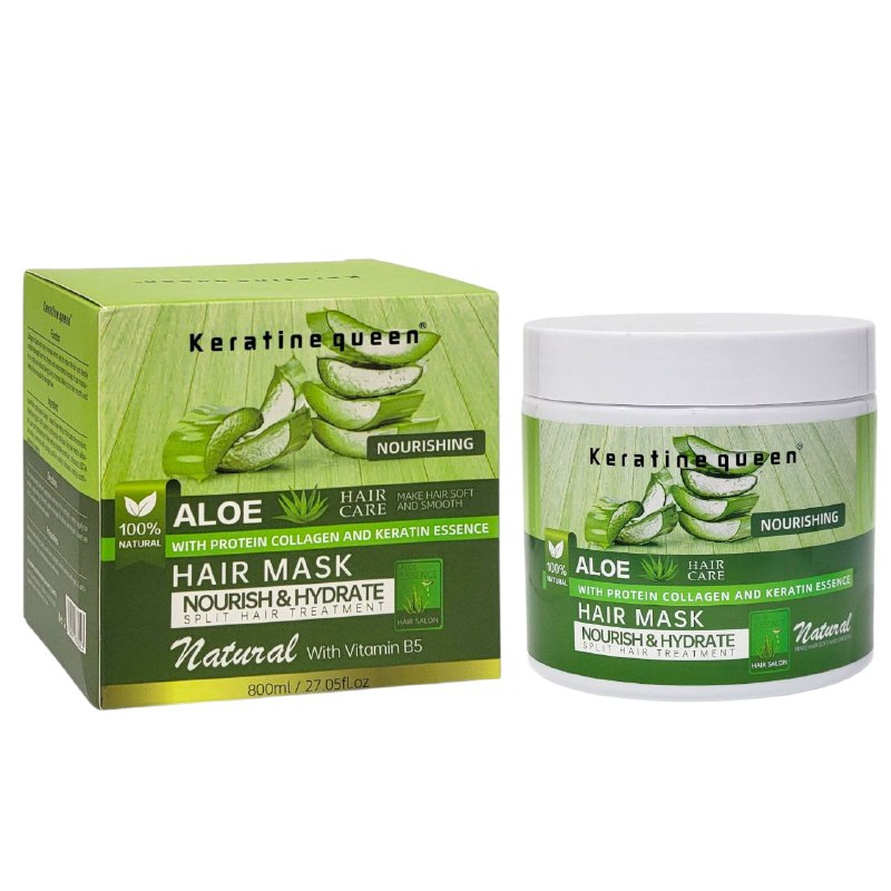 MASCARILLA PARA EL CABELLO CON ALOE VERA COLAGENO Y QUERATINA NUTRE E HIDRATA KERATINE QUEEN 800ML