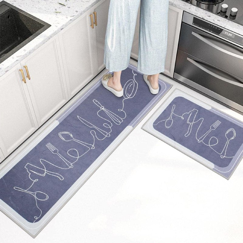 SET DE ALFOMBRAS DE COCINA ANTIDESLIZANTE, SUAVE, LAVABLE Y CON ESTAMPADO 2PCS JIRERMEI