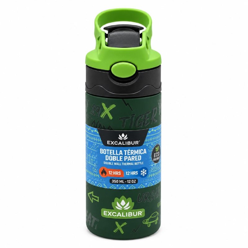 BOTELLA TERMICA DE DOBLE PARED CON ASA PARA NIÑOS EXCALIBUR 350ML