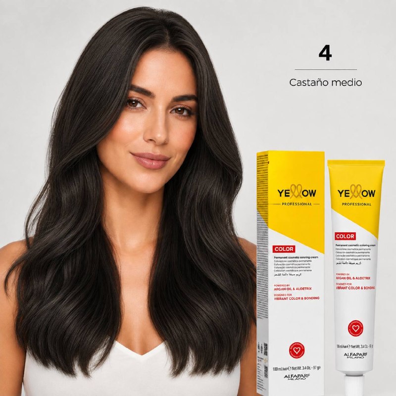 TINTE PERMANENTE PARA EL CABELLO CON ACEITE DE ARGAN Y ALOETRIX TONO 4 CASTAÑO MEDIO ALFAPARF 100ML