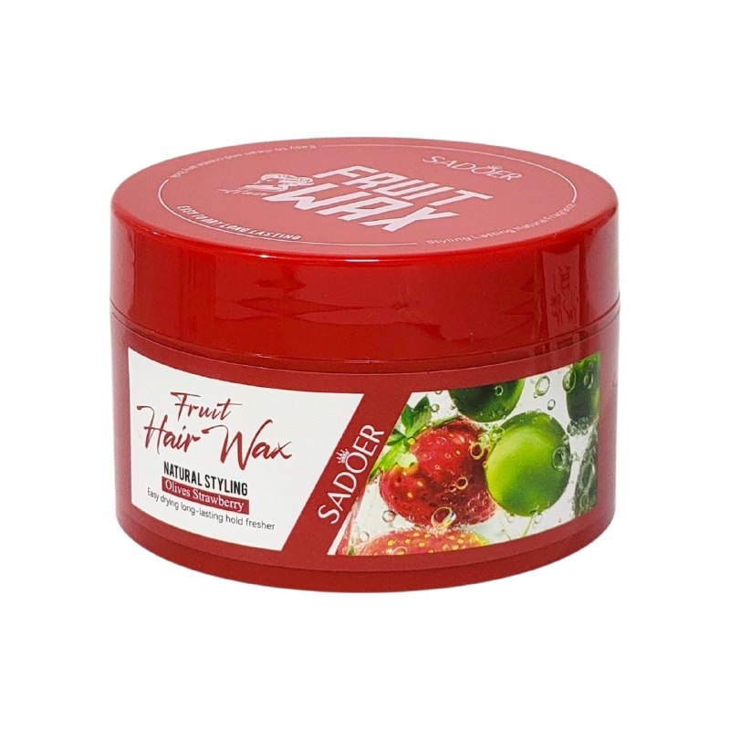 CERA PARA EL CABELLO MOLDEQADORA Y FIJADORA DE FRUTAS CON AROMA A OLIVIA Y FRESA SADOER 100G