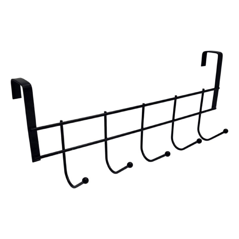 ORGANIZADOR GANCHO PERCHERO PEQUEÑO DE ACERO INOXIDABLE CON 5 GANCHOS PARA PUERTA DE GAVETERO DE COCINA 9.5X27CM