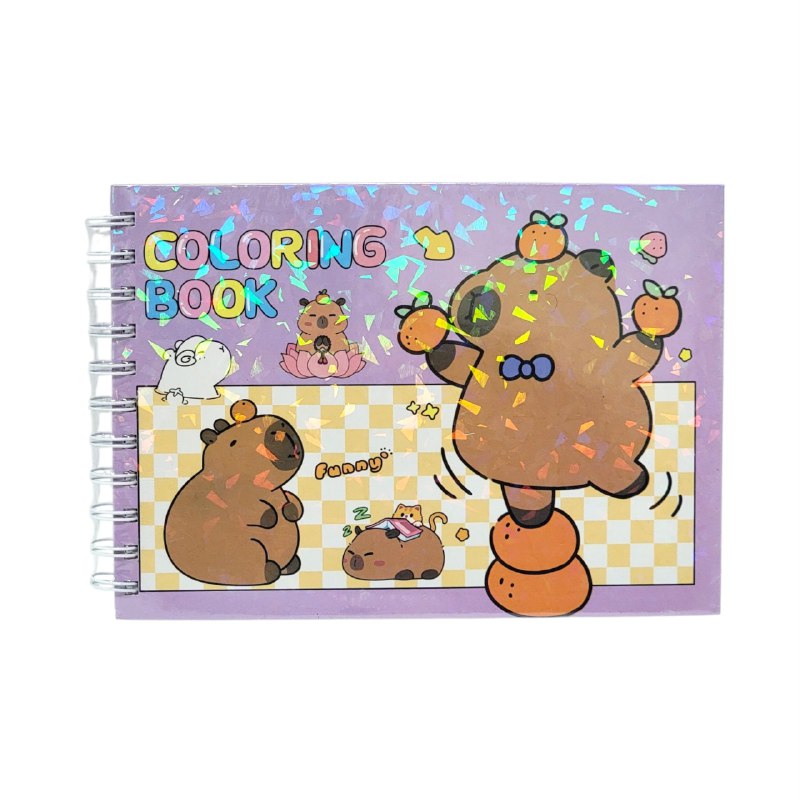 LIBRO PARA COLOREAR DIVERTIDO DE 48 PAGINAS PARA NIÑOS DE CAPIBARA COLORING BOOK 15X22CM